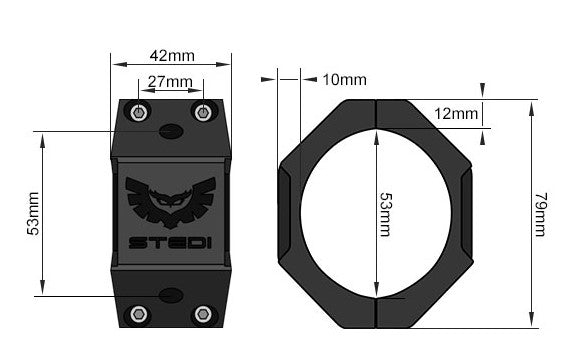 Stedi 48mm - 53mm Bull Bar Tube Mounting Brackets BRK-4853-TBE