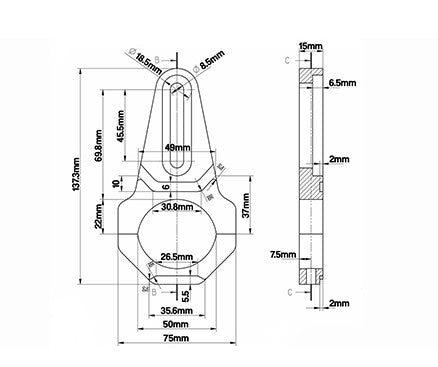 Stedi 44.5mm - 48mm Vice Bull Bar tube Clamps BRKUNIV-44.5-48MM