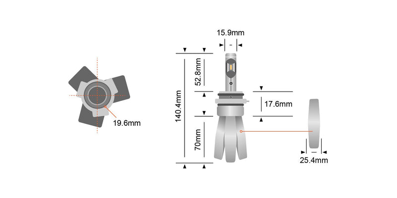 Stedi HB3 (9005) Copper Head LED Bulbs (Pair) LEDCONV-HB3-CH